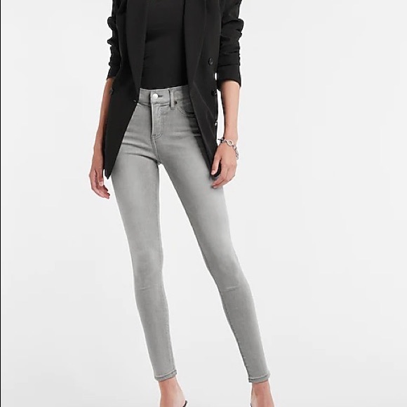 Mid Rise Ultra Hyper Stretch Gray Skinny Jeans - Picture 2 of 3